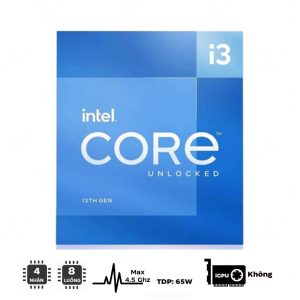 CPU Intel Core i3-13100F (up to 4.5Ghz, 4 nhân 8 luồng, 12MB Cache, 65W) - Socket Intel LGA 1700/Raptor Lake)